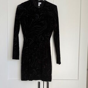 & Other Stories Black Burnout Mini Dress